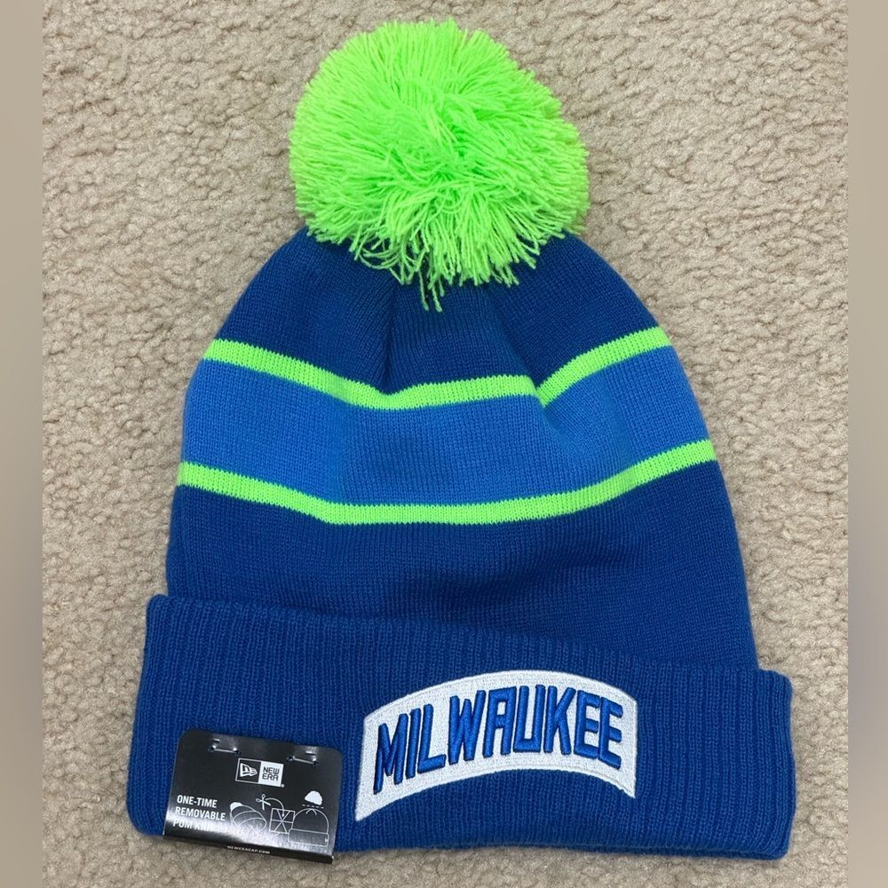NWT New Era 2023-24 City Edition Milwaukee Bucks Knit Hat Adults One Size